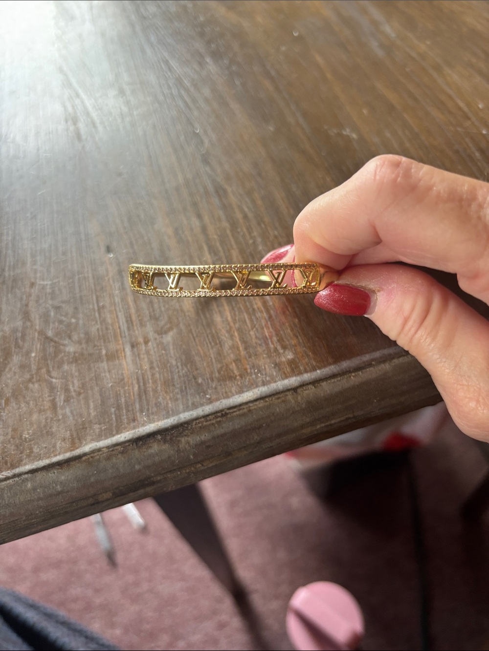 Gold Tone inspired  Women's Bangle Bracelet - Elegant Pavé Detail